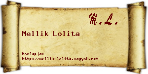 Mellik Lolita névjegykártya